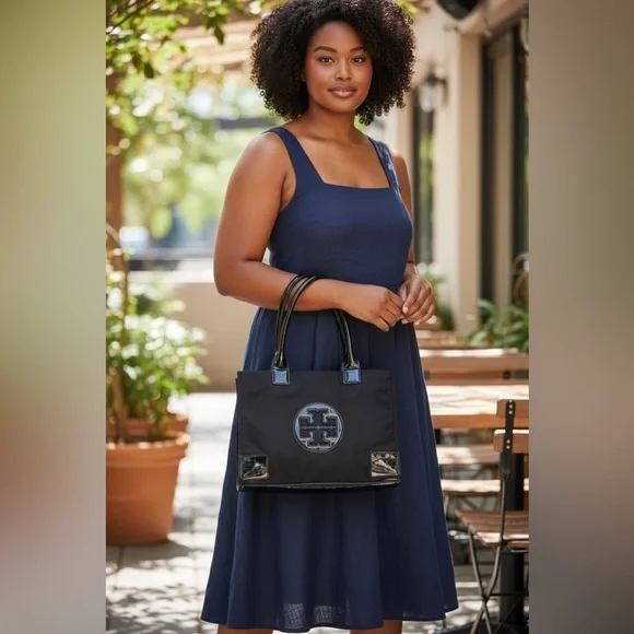 Tory Burch Black Nylon and Patten Leather Bag - Picture 5 of 14